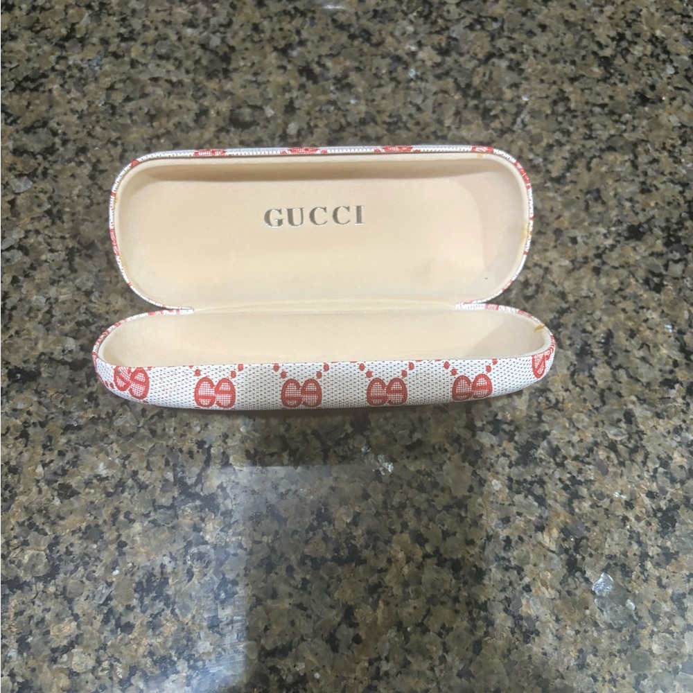 Gucci Red Logo Pattern Eyeglass Case - Picture 6 of 6